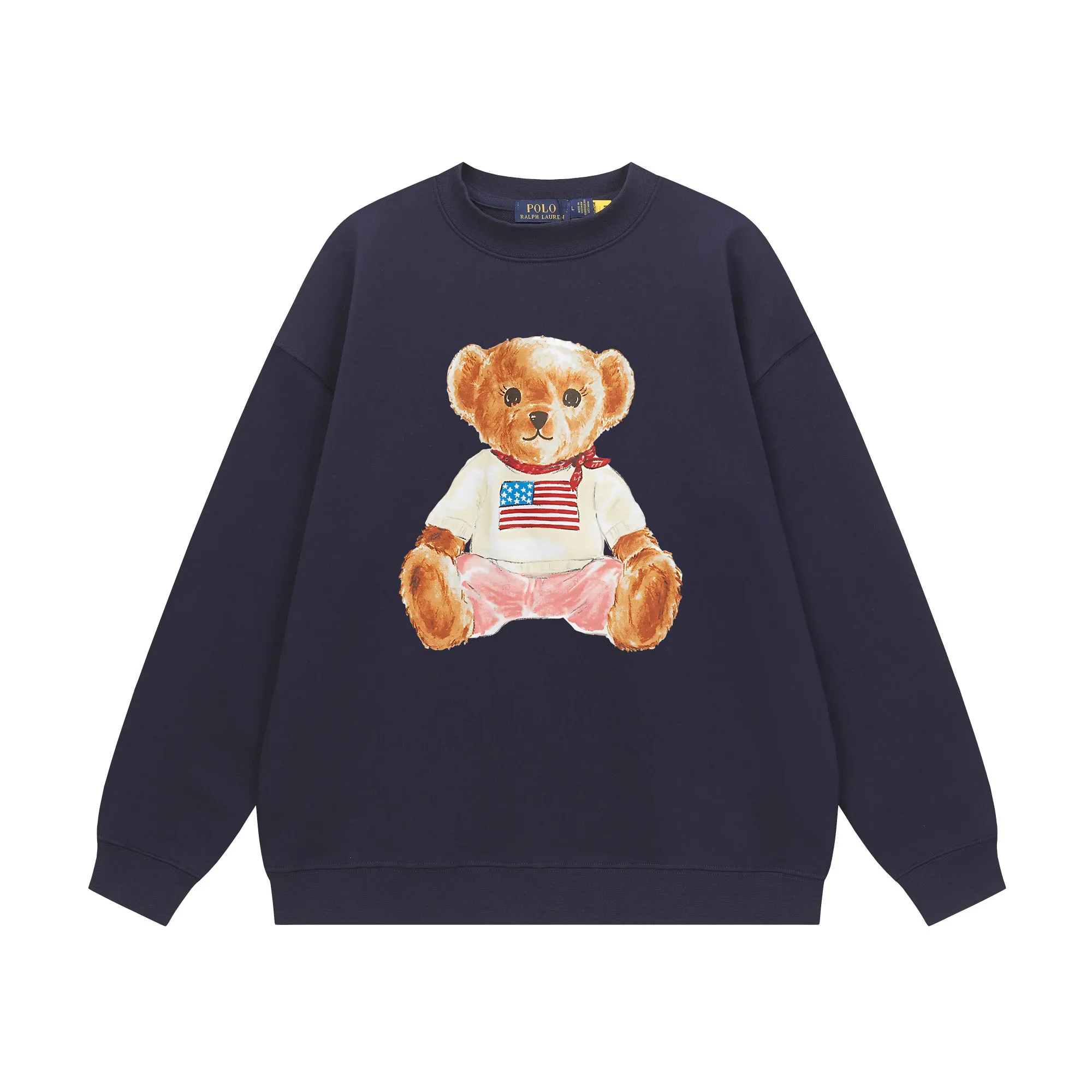 P200 Long-term stock] RalphLauren/Ralph Lauren 2025 autumn and winter new bear letter print 420g heavy large terry sweatshirt Ralph Lauren's age-reducing item, the coat fabric is made of 85% cotton ➕15% polyester, which not only retains the softness, comfort and breathability of cotton, but also adds the wear resistance and wrinkle resistance of polyester fiber, making the clothes more durable and easy to care for. Even in slightly cooler weather, you won't feel stuffy when wearing it. This kind of fabric has a natural crisp feel and is not easy to pill or deform. The bear on the chest is printed with English letters. It is full of color, full of three-dimensionality, and lifelike, adding a bit of liveliness and interest to the whole sweatshirt. There is no pressure to dress, regardless of age or gender. Complete accessories! Color: black, white, navy blue, light floral gray Size: M-L-XL-XXL